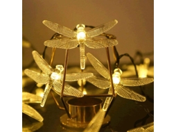 Luz De Fadas Solar Exterior Com Libélulas 50 Led Luz Branca Quente Impermeável 8 Modos De Luz Decoração Jardim
