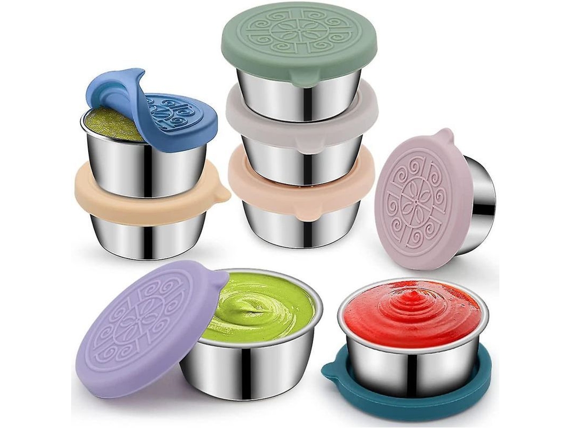 Conjunto De 8 Potes De Molho Inoxidável 304, Estanque, Leve E Portátil Para Lanche, Viagem E Cozinha