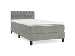 Cama com Molas/colchão 100x200 Cm Veludo Cinza claro MAISON EXCLUSIVE