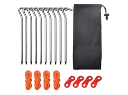 Conjunto de 10 Estacas, Cordas e Ilhós para Camping AQUAFORGE