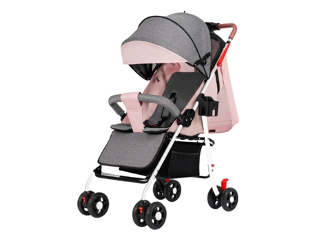 Carrinho de Bebé Dobrável e Reclinável Carrinho Leve com Suporte para Copos Do Nascimento Aos 25 kg Rosa LUTODY HOME SPAIN