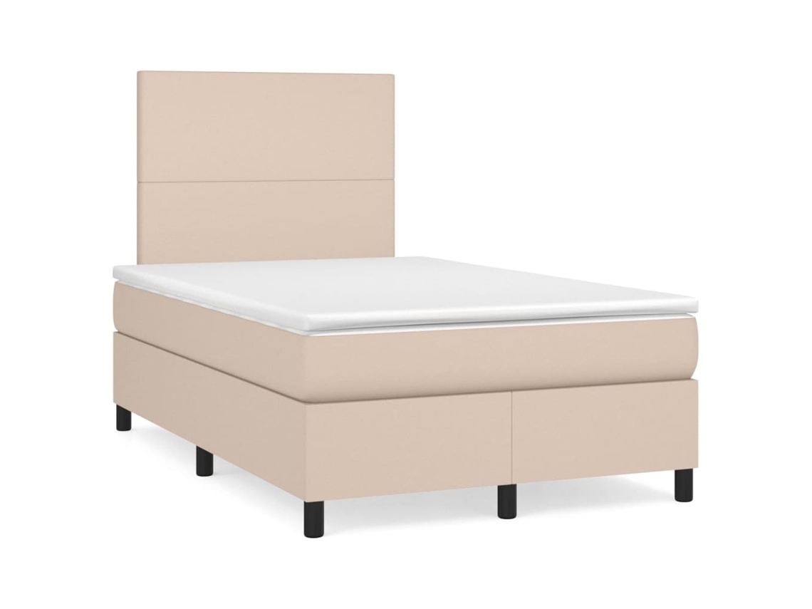 Cama com Molas e Colchão Couro Artificial Cappuccino MAISON EXCLUSIVE (120x200 cm)