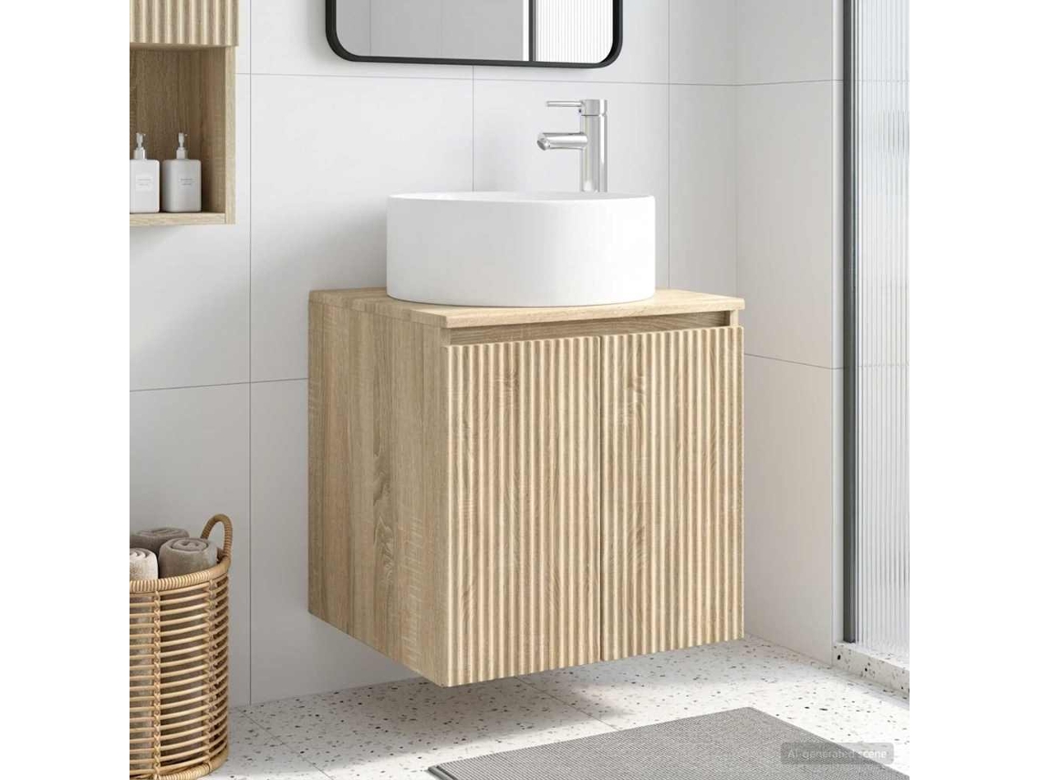 Vidaxl Vanidade De Pia De Parede Carvalho Sonoma 49,5 X 44,5 X 65,5 Cm