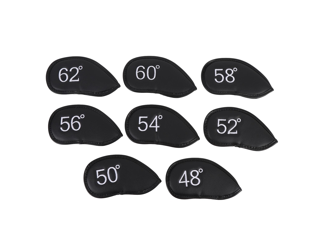 Capas De Cabeça De Ferro De Golfe 8pcs Em Couro Pu Ajustáveis Com Fecho Velcro Para Ângulos 48°-62°