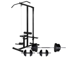 Vidaxl Torre De Musculação Com Conjunto Barras E Halteres 60,5 Kg