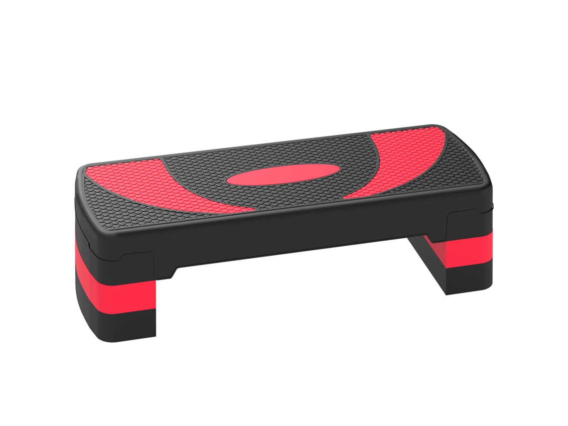 Step Aerób. Anti-derr. Alt. Regul. 3 Niv. 10/15/20cm, Carga 150kg, 80x31x20cm, Vermelho