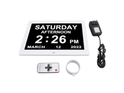 Relógio de Calendário Eletrônico Digital EOOCOO (3 Lembretes de Medicação, 12 Alarmes Personalizáveis)