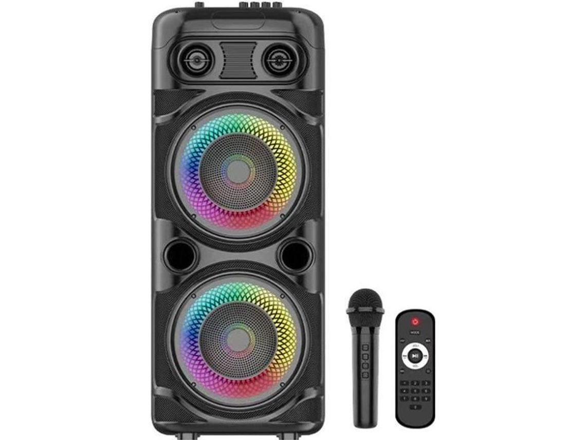 Caixa De Som Karaoke Iluminada Inovalley Ka123 Xxl Bluetooth V50 75 Cm 900 W Preto