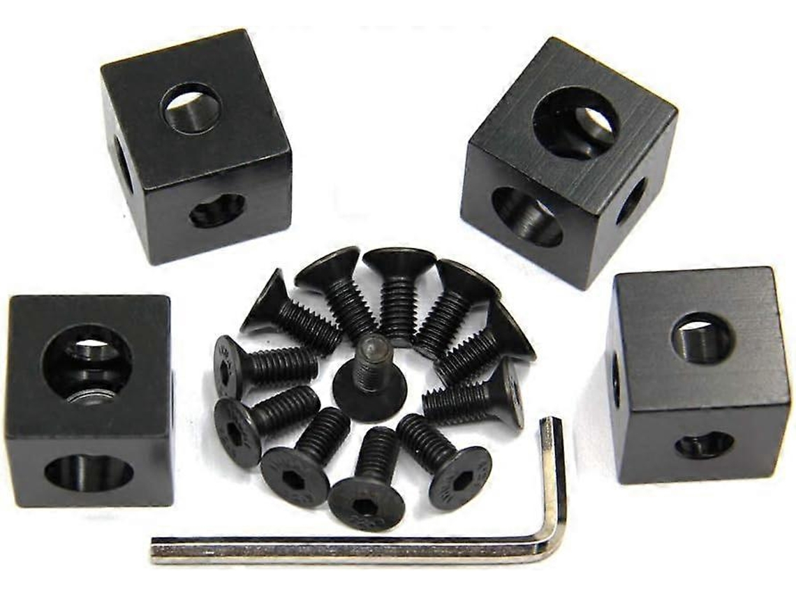 Conjunto De 4 Perfis De Canto Para Perfil De Alumínio Preto 20 X 20 X 20 Mm Brilvibera