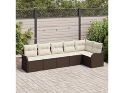 Vidaxl Conjunto de Sofá de Jardim 6 Pcs Castanho Vime Pe