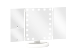 Espelho de Maquilhagem com Luz com Aumento 1x/2x/3x Rotação Livre de 180° 21 Luzes Led 28x12x18cm Branco BTFORUS