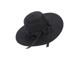 2026 sombrero de Paja para Mujer Verano Con Nudo Plegable Sombrero de Sol Uv50+ Negro