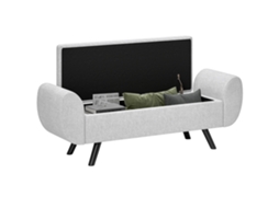 Banco Container Cama BTFORUS com Braços de Tecido, Pernas de Madeira, Compartimento 53,8l (132x42x50 cm)