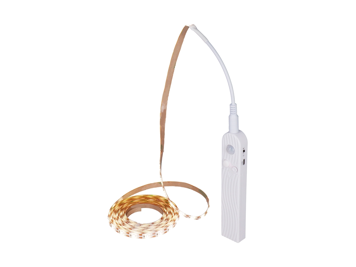 Tira de Luz com Sensor de Corpo Humano 5v 3m 180led para Armário, Quarto, Luz Quente