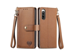 Capa De Couro Para Celular Com Cordão E Zíper Love