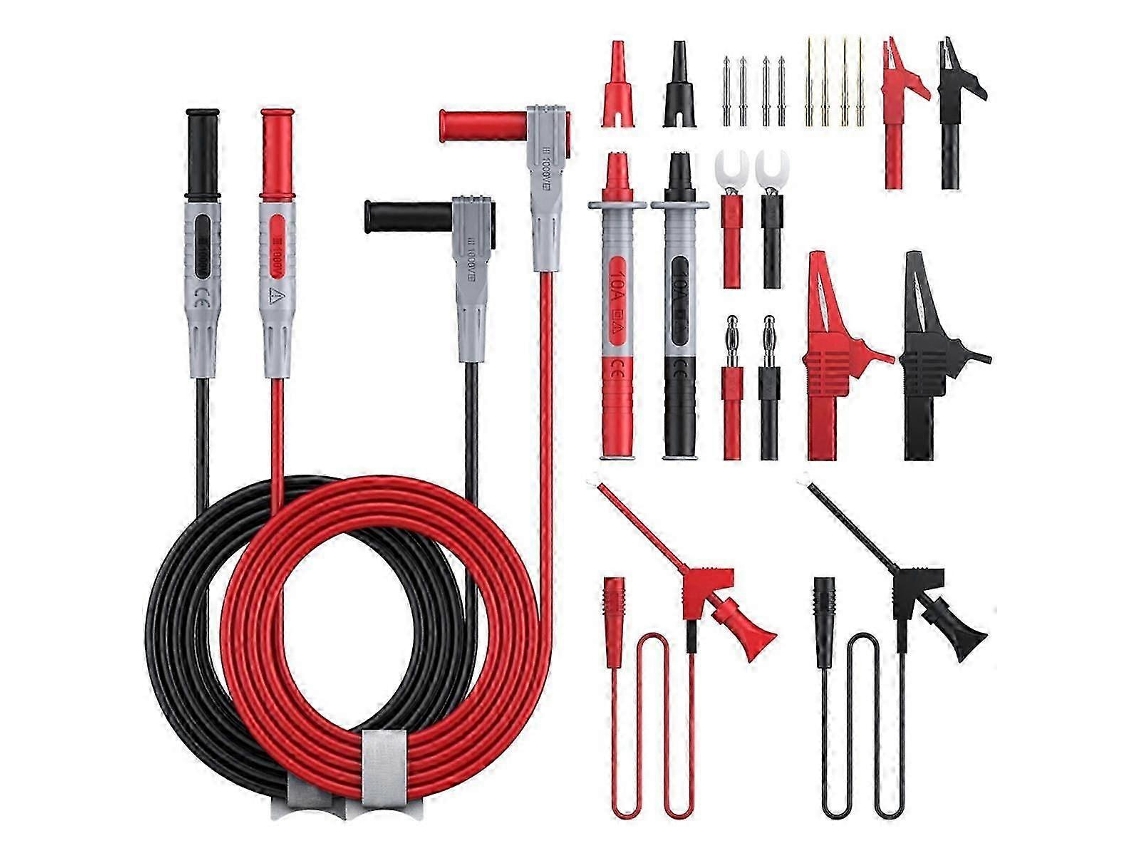 Kit de Cabos de Teste AQUAFORGE com garras jacaré, pontas de prova e conectores banana com mola