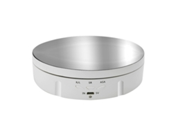 Mesa Giratória Elétrica 360 Carregamento Usb Suporte de Exibição Rotativo 3 Velocidades Ajustável para Exibição de Fotografia Joias R Branco2