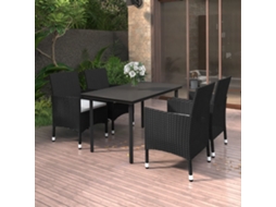 Conjunto 5 Peças Jantar P/ Jardim C/almofadões Vime Pe E Vidro Dkd Home Decor