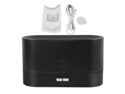 Difusor de Óleo Essencial com Luz de Chamas, Umidificador, Aromaterapia, USB, Silencioso, Preto | S/MARCA