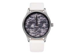 Relógio casual unissex Rebirth com pulseira de PU (preto e branco)