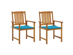 Cadeiras de Jardim PANGSHIYUAN com Almofadões 2 Pcs Acácia Maciça