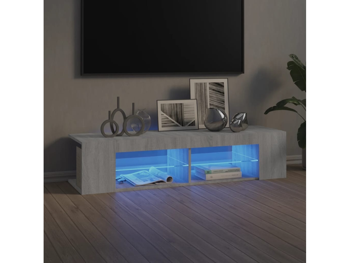 Vidaxl Móvel de Tv com Luzes Led 135x39x30 Cm Cinzento Sonoma