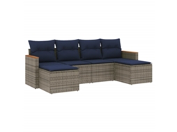 Conjunto de Sofá de Jardim, 6 Peças, Almofadas, Rattan Cinza MAISON EXCLUSIVE