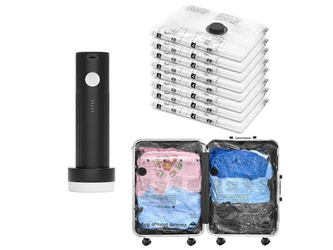 Sacos A Vácuo Para Viagem Com Bomba Elétrica Portátil, 8 De Tamanho Médio Selar Roupas, Malas E Mochilas, Ar Mazenamento Roupas Compressão Que Ec