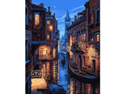 Kit de pintura por números para adultos e crianças iniciantes, 40x50 cm, Noite em Veneza, Itália. Pintura fácil para fazer você mesmo. Presente ideal.