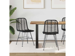 Vidaxl Cadeira De Jantar 2 Unid. Rattan E Ferro Preto