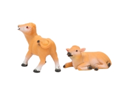 2 Peças Decoração de Bezerro Resina para Jardim Bonsai Modelo Animal Ornamentos Paisagismo Conjunto de 1 Conjunto S/MARCA