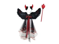 Fantasia de Halloween Anjo Demônio com Asas e Penas para Crianças com S/MARCA