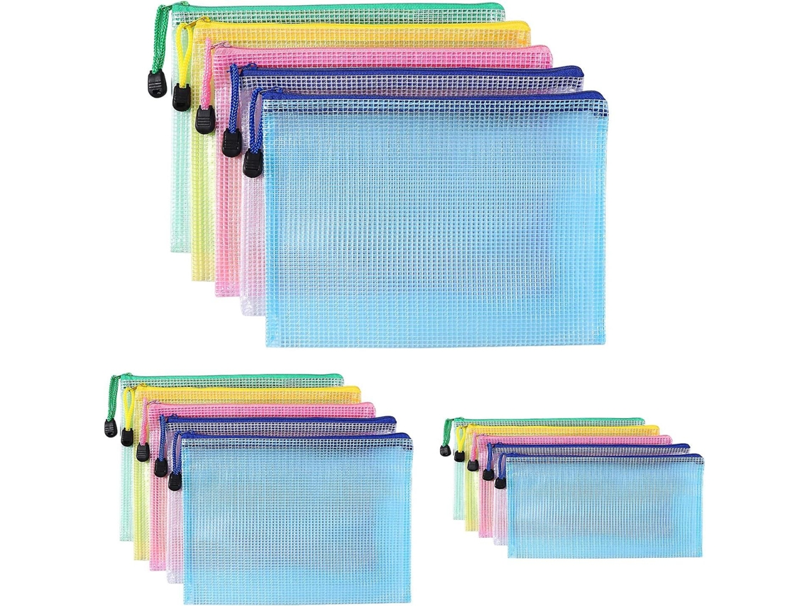 Sacos Plásticos A4+ A5+ A6, 15 Bolsos com Zíper, Bolsas de Pvc em Tela com Zíper, Ideais para Guardar Documentos BRILVIBERA