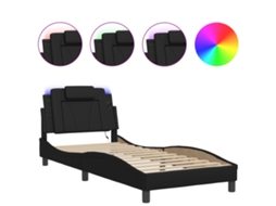 Bed Frame, Bed Frames Vidaxl Preto Couro Artificial (90 X 190 Cm)