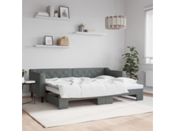 Cama De Solteiro | Camas Para Quarto | Sofá-cama Com Gavetão 80x200 Cm Tecido Cinzento-escuro