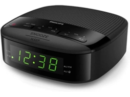 Philips rádio-despertador R3205/12 FM rádio, cor preto (alarme duplo, temporizador, design compacto, rádio digital FM, bateria de reserva)