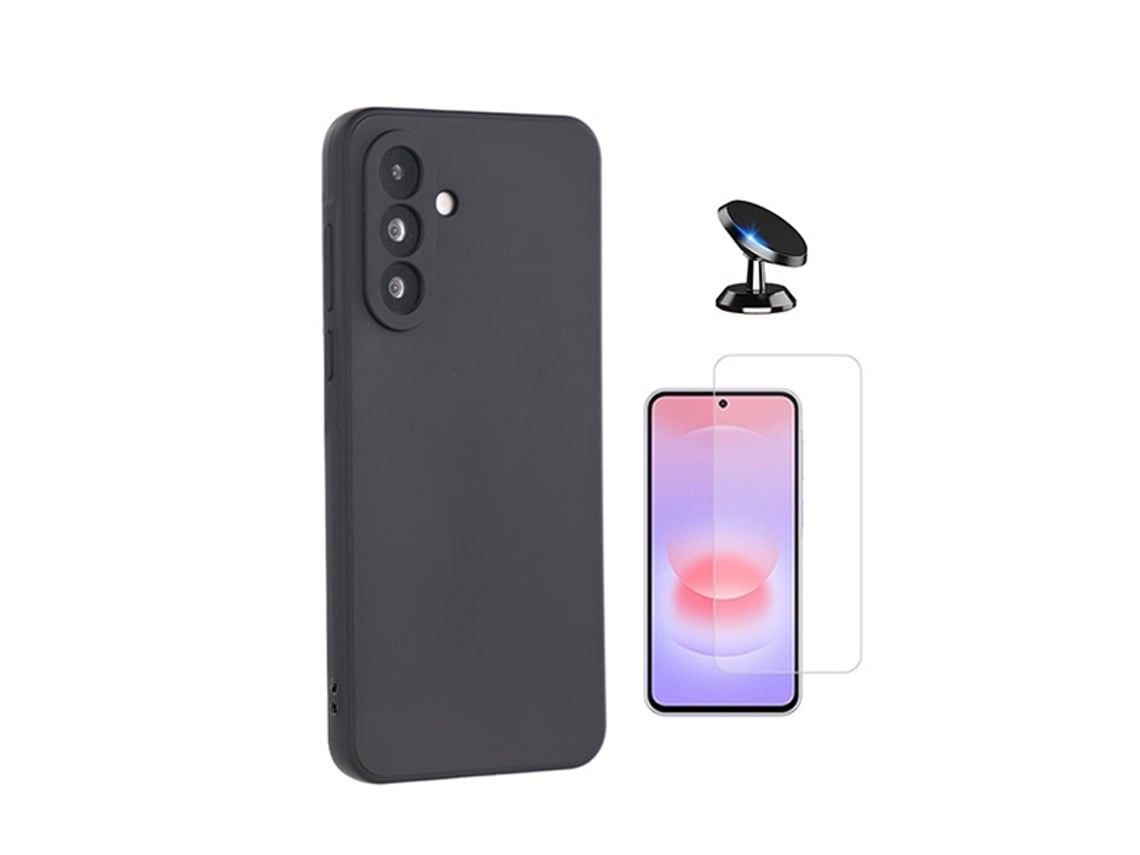 Kit Vidro Temperado Cleargorilasglass Capa Proteção Silicone Suporte De Carro Gift4me Para Samsung Galaxy A27 5g - Preto