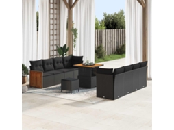 Vidaxl Conjunto De Sofá De Jardim 11 Unid. 11-número De Lugares Preto