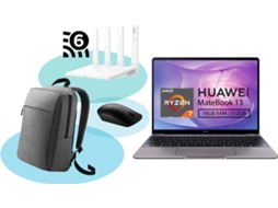 Pack HUAWEI Portátil MateBook 13 (13'' - AMD Ryzen 7 - 16 GB - 512 GB SSD) + Mochila + Rato + Router