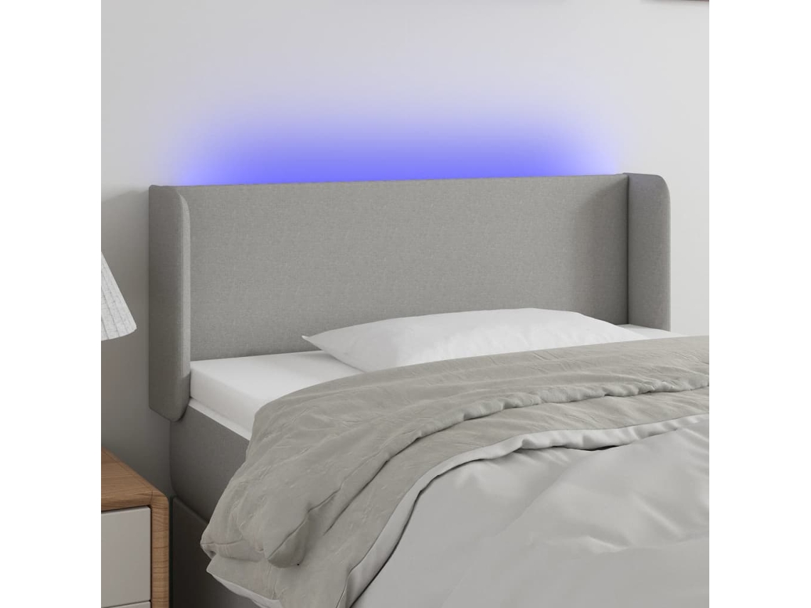 Vidaxl Cabeceira De Cama C/ Luzes Led Tecido 83x16x78/88cm Cinza-claro