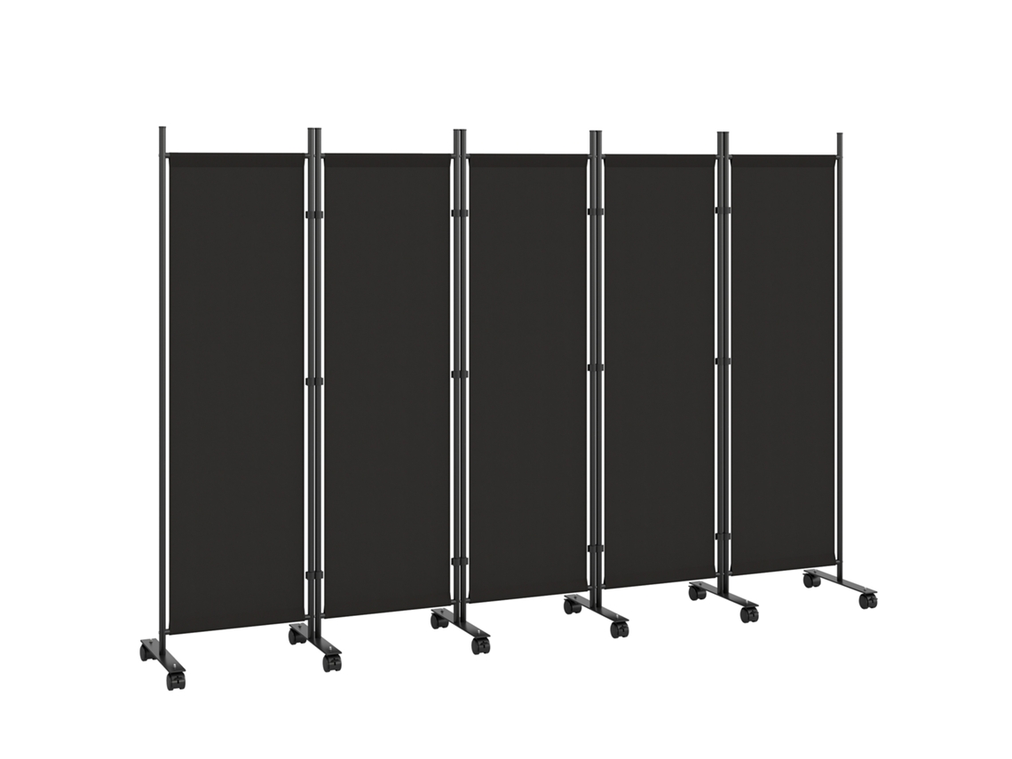 Biombo Dobrável PONTOCASA de 5 painéis, 252x170 cm, Preto
