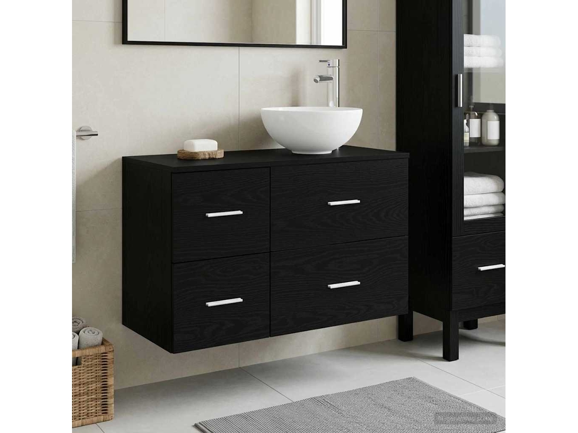 Vidaxl Conjunto De Móveis Para Banheiro 2 Pcs Carvalho Preto