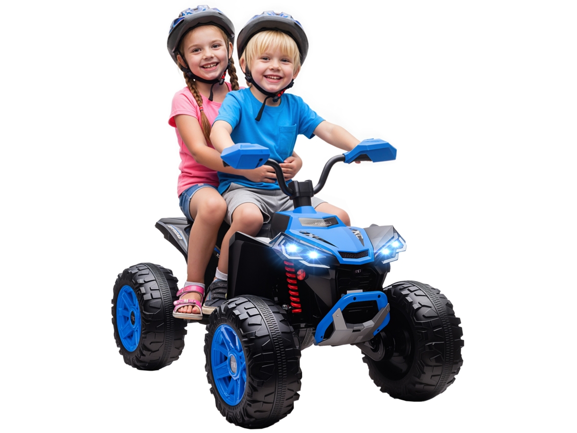 Quad Elétrico para Crianças de 3 a 8 Anos 24v com 2 Motores Velocidade de Até 6,5 Km/h Rodas de Suspensão Azul pt