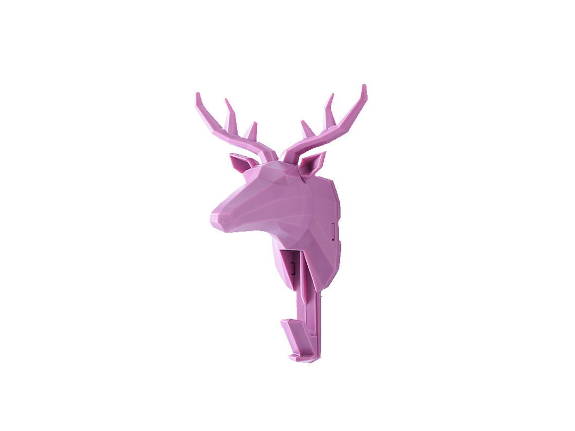 Cabide com Cabeça de Veado em Resina Rosa DUREFORWARD