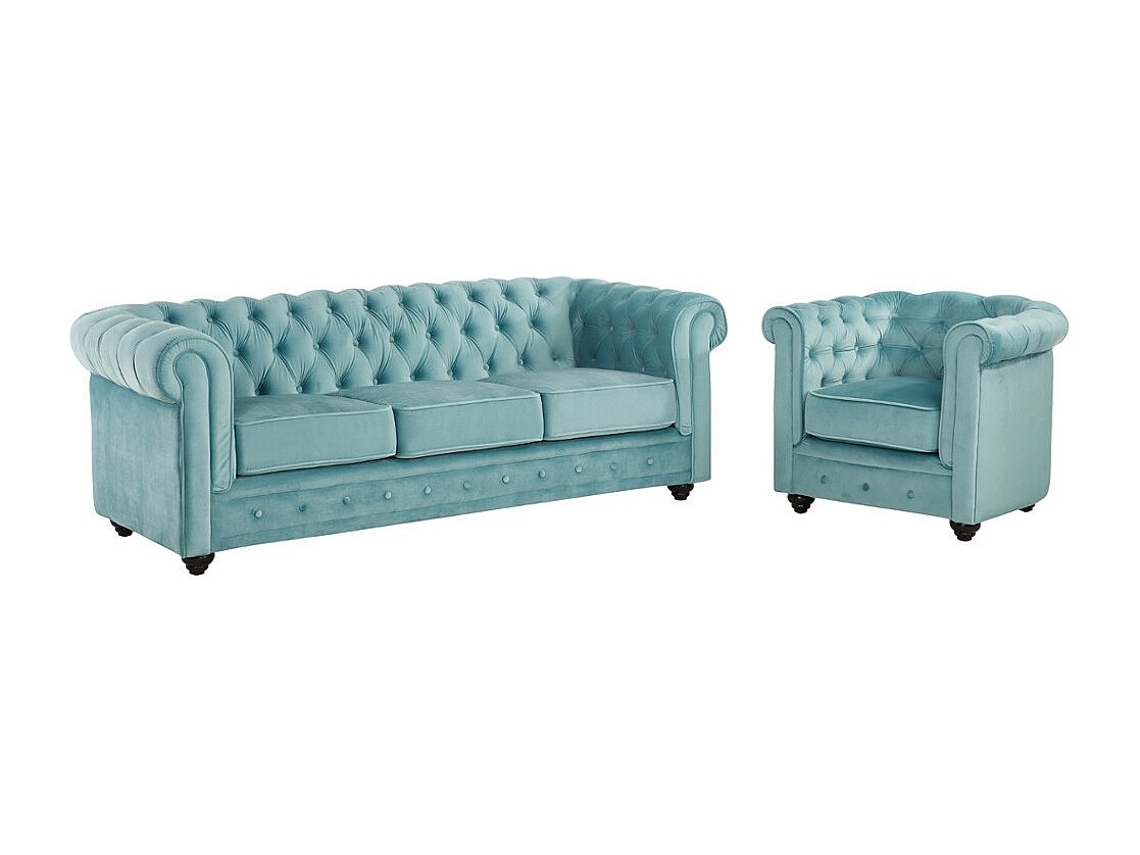 Conjunto Sofá E Poltrona Chesterfield