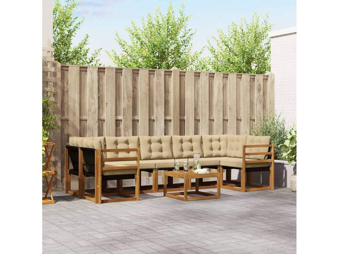 Vidaxl Conjunto De Sofás Para Exterior 8 Unid. Natural E Bege