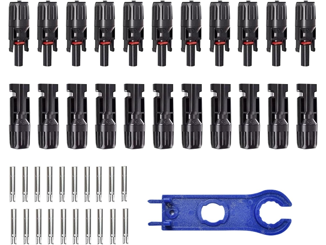 Kit De Conectores De Cabo Solar Reforçados Macho E Fêmea Para Instalação Solar