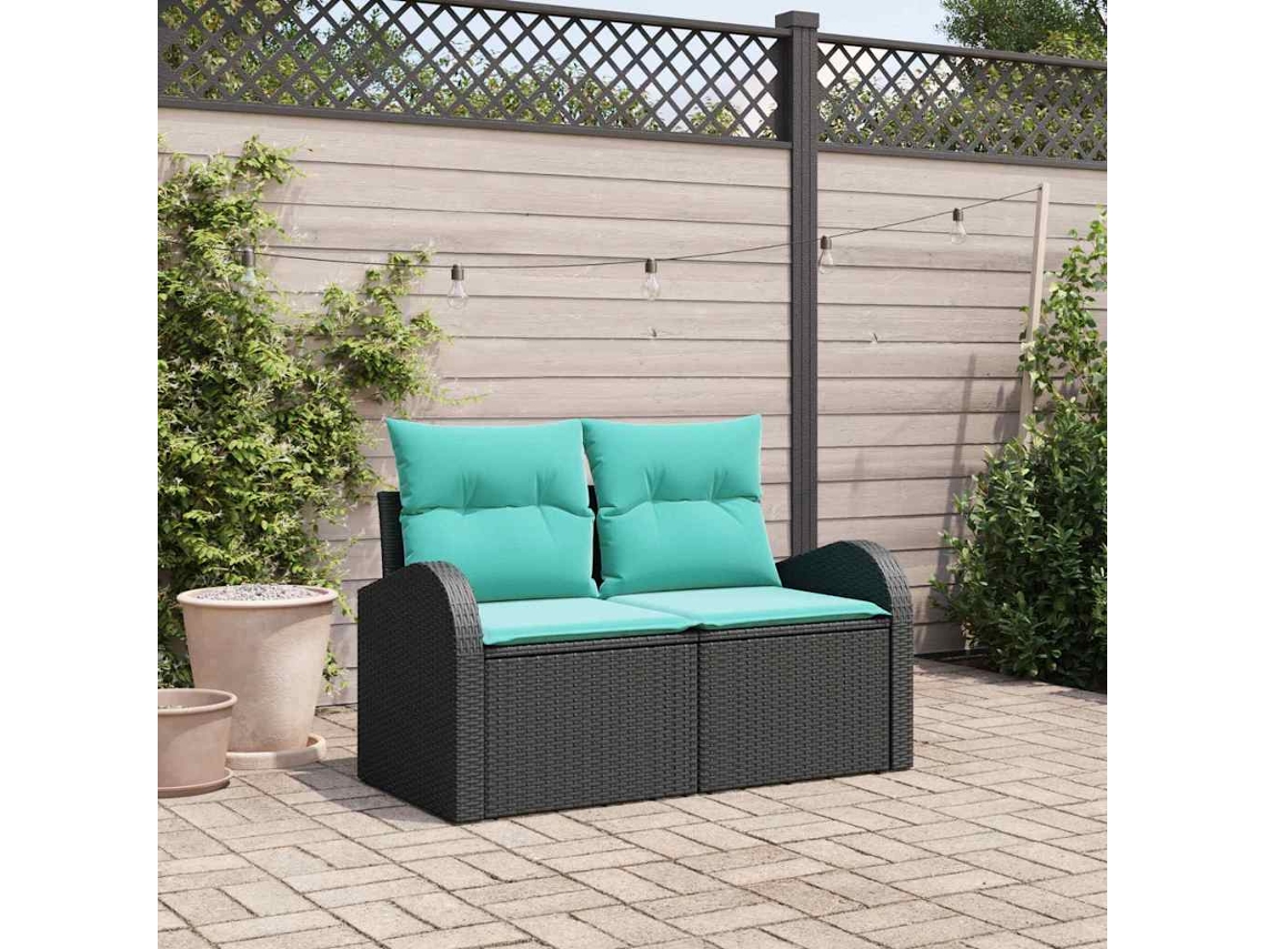 Vidaxl Sofá De Jardim Preto 124 X 62 X 85cm Vime Pe