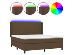 Cama Box Spring com Colchão, led 180x200 cm Tecido Castanho escuro MAISON EXCLUSIVE