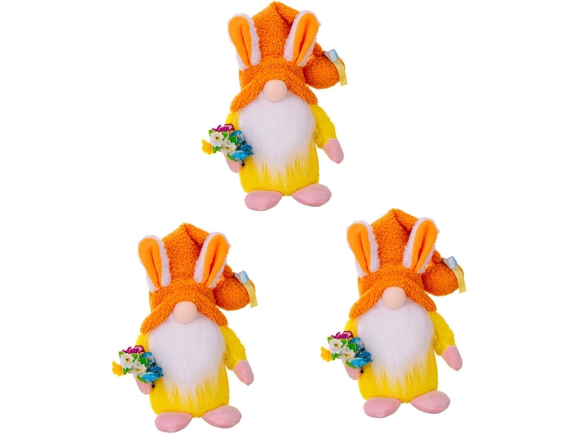 Conjunto De 3 Gnomos Com Orelhas De Coelho E Luz, Para Casa E Festas